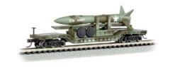 Bachmann 52' Center-Depressed Flat Car - Olive Drab Military W/ Missile N