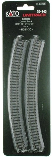 381mm (15") Radius 30º Curve Track [4 Pcs] KATO 20-140